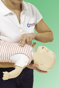 Use chest thrusts on a choking baby